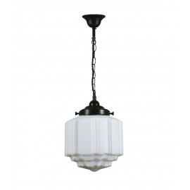 Lighting Inspiration-ST KILDA 8” Opal Matt Single Chain Brown Cord SUSP Brass-Polish Brass